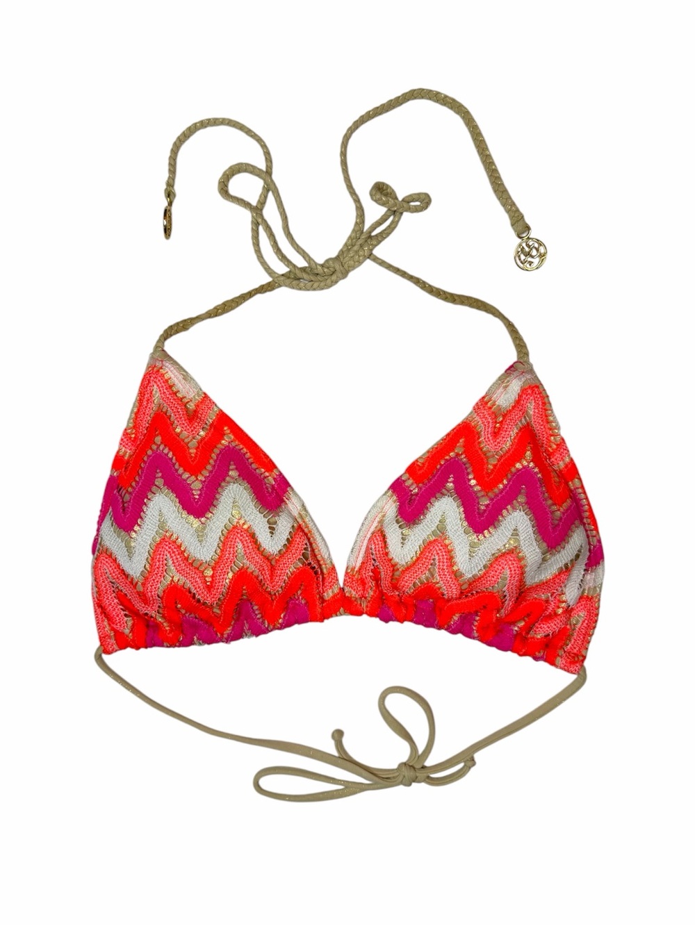 🧡 Luli Fama Y2K Neon Crochet Triangle Bikini Top 🧡